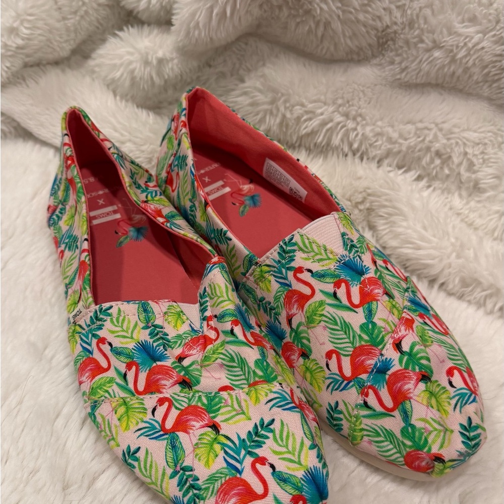 Toms x Paper Source Colorful Flamingo Print Women's Flats